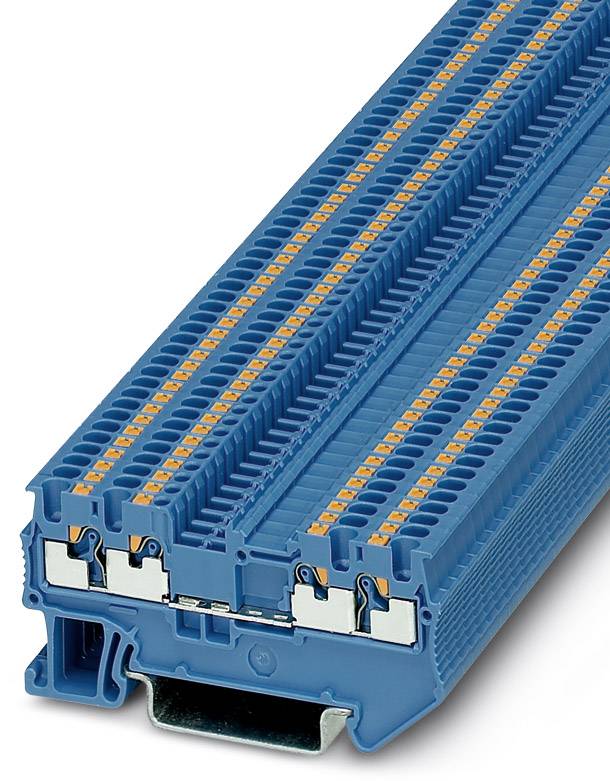 Bloc de connexion bleu à plusieurs points de raccordement, adapté pour le câblage électrique et les applications industrielles.