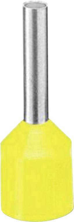 Une embout de câble jaune avec tige métallique, utilisé pour la connexion sécurisée des extrémités de câbles dans les installations électriques.