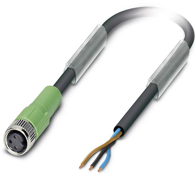 Connecteur avec un couplage à quatre pôles à une extrémité et des fils ouverts à l'autre. Convient pour les connexions électriques.