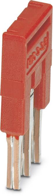 Un bouchon de court-circuit rouge avec trois broches argentées, utilisé pour la connexion électrique dans un dispositif technique ou un circuit.