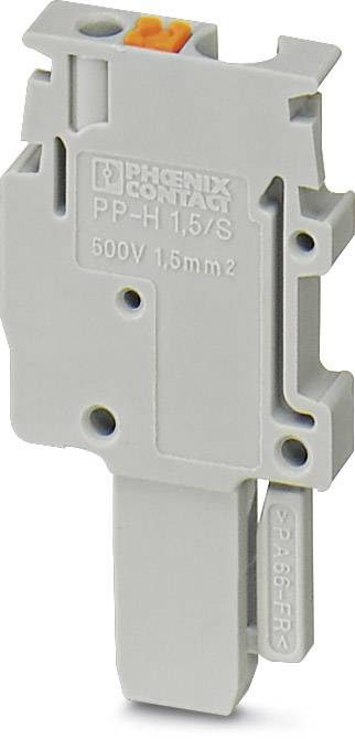 Un peigne de raccordement gris de la marque Phoenix Contact, modèle PP-H 1,5/S, adapté pour 500V et 1,5mm².