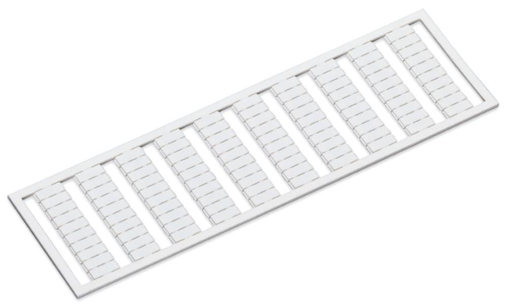 Une grille de ventilation rectangulaire blanche composée de plusieurs lamelles parallèles réparties de manière uniforme.