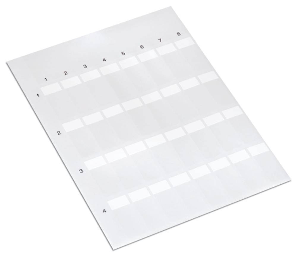 Feuille avec des étiquettes numérotées, huit étiquettes par rangée et quatre rangées au total. Idéal pour l'organisation ou l'étiquetage.