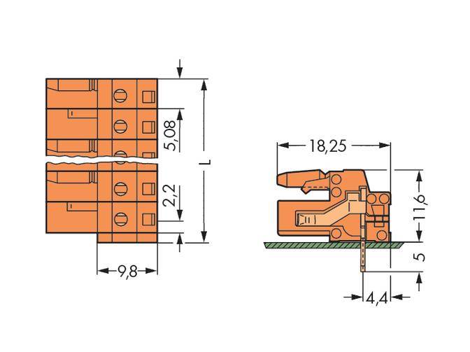 Boîtier femelle pour platines série 232 WAGO 232-274 Nbr total de pôles 14 Pas: 5.08 mm 25 pc(s)