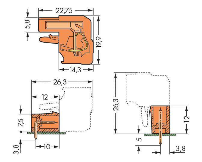 Boîtier femelle pour câble série 232 WAGO 232-423/026-000 Nbr total de pôles 23 Pas: 5.08 mm 10 pc(s)