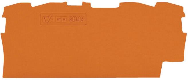Image d'un support de cloison orange portant l'inscription 'WAGO 2002'.