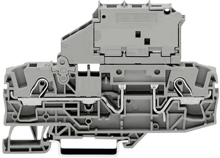 Pince électrique grise au design complexe avec divers mécanismes de connexion. Elle est destinée à la fixation sécurisée des câbles.