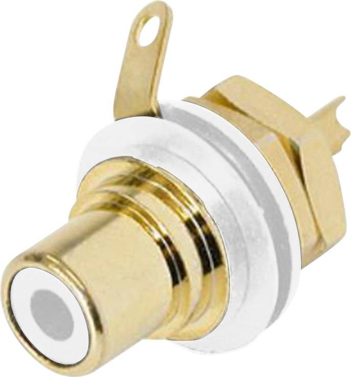 Cinch/RCA embase femelle, contacts droits Rean AV NYS367-9 Nombre de pôles: 2 blanc