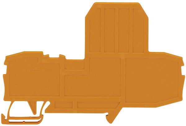 Pièce en plastique orange aux contours complexes et avec des évidements, probablement un composant technique ou une pièce moulée.