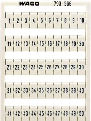 Un panneau numéroté de 1 à 50 en cinq rangées, portant la mention 'WAGO 793-566'.