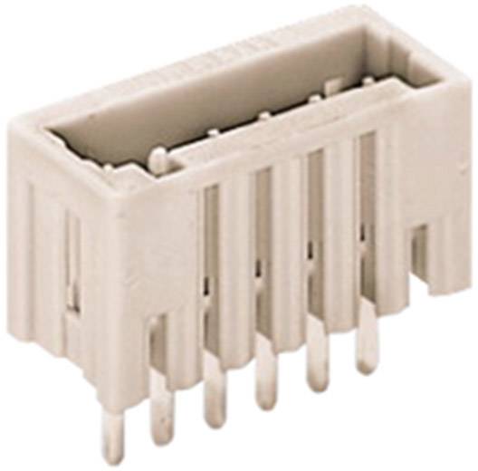 Un connecteur électrique rectangulaire beige avec plusieurs broches métalliques, utilisé pour relier des circuits électriques.