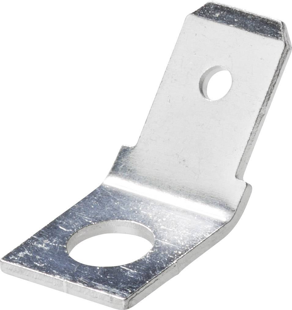 Équerre métallique à deux trous de fixation, de forme rectangulaire, avec surface brillante. Adaptée pour des applications de montage.