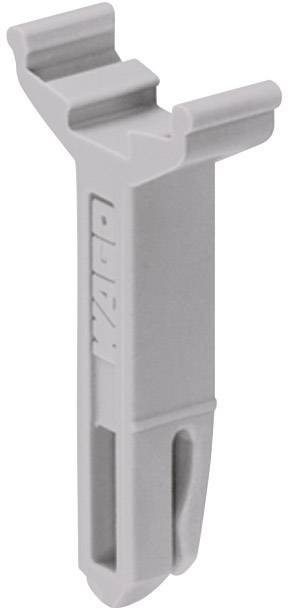 Support de câble en plastique gris avec un crochet, utilisé pour la fixation de câbles ou pour faciliter le montage d'outils.