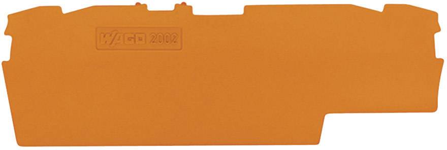 Élément de couverture orange portant l'inscription 'WAGO 280-302', utilisé pour l'isolation électrique et la protection dans les armoires électriques.