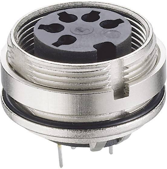 Connecteur métallique rond multipolaire avec contacts centraux, adapté aux applications industrielles.