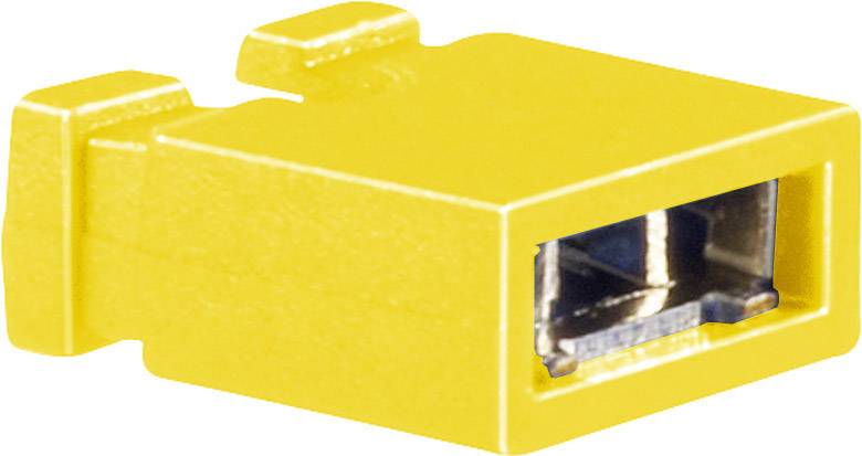 Connecteur USB-B jaune, forme rectangulaire, vue sur l'ouverture de connexion à l'avant, plan rapproché.