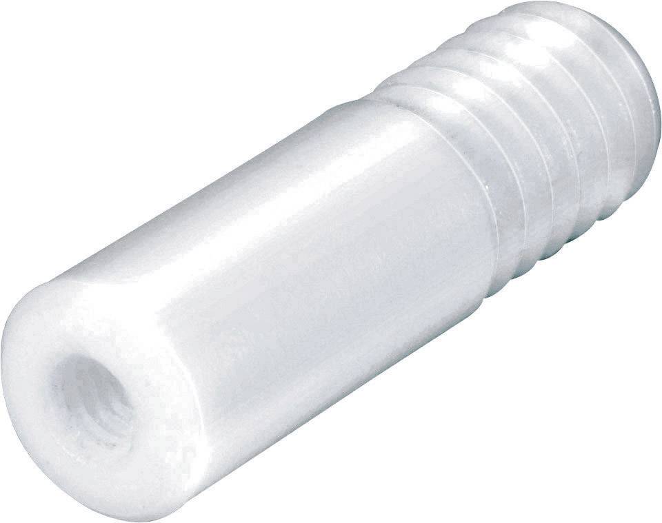 Une tige cylindrique en plastique filetée à une extrémité, utilisée comme élément de connexion dans des projets de construction ou de construction.