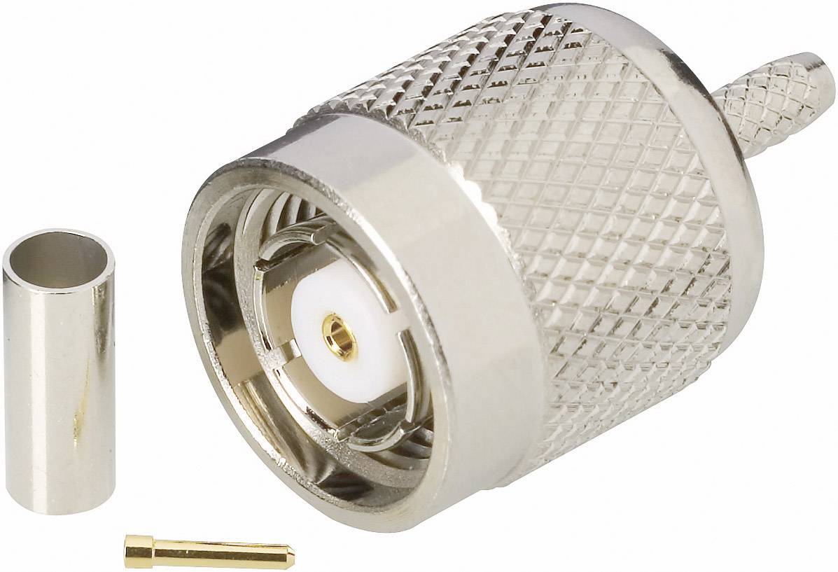 Ensemble de connecteur coaxial avec adaptateur, gaine et broche centrale. Principalement utilisé pour les connexions d'antenne.