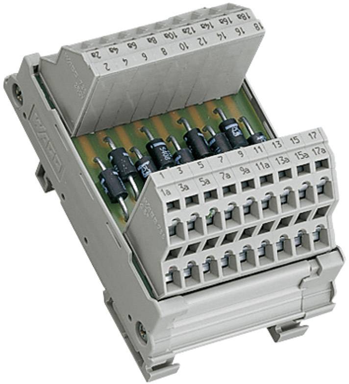Circuit interface 2 connexions par diode CAGE CLAMP® avec 9 diodes 1N5408 independantes support de montage pour rail TS 35 WAGO