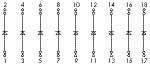 Circuit interface 2 connexions par diode CAGE CLAMP® avec 9 diodes 1N5408 independantes support de montage pour rail TS 35 WAGO