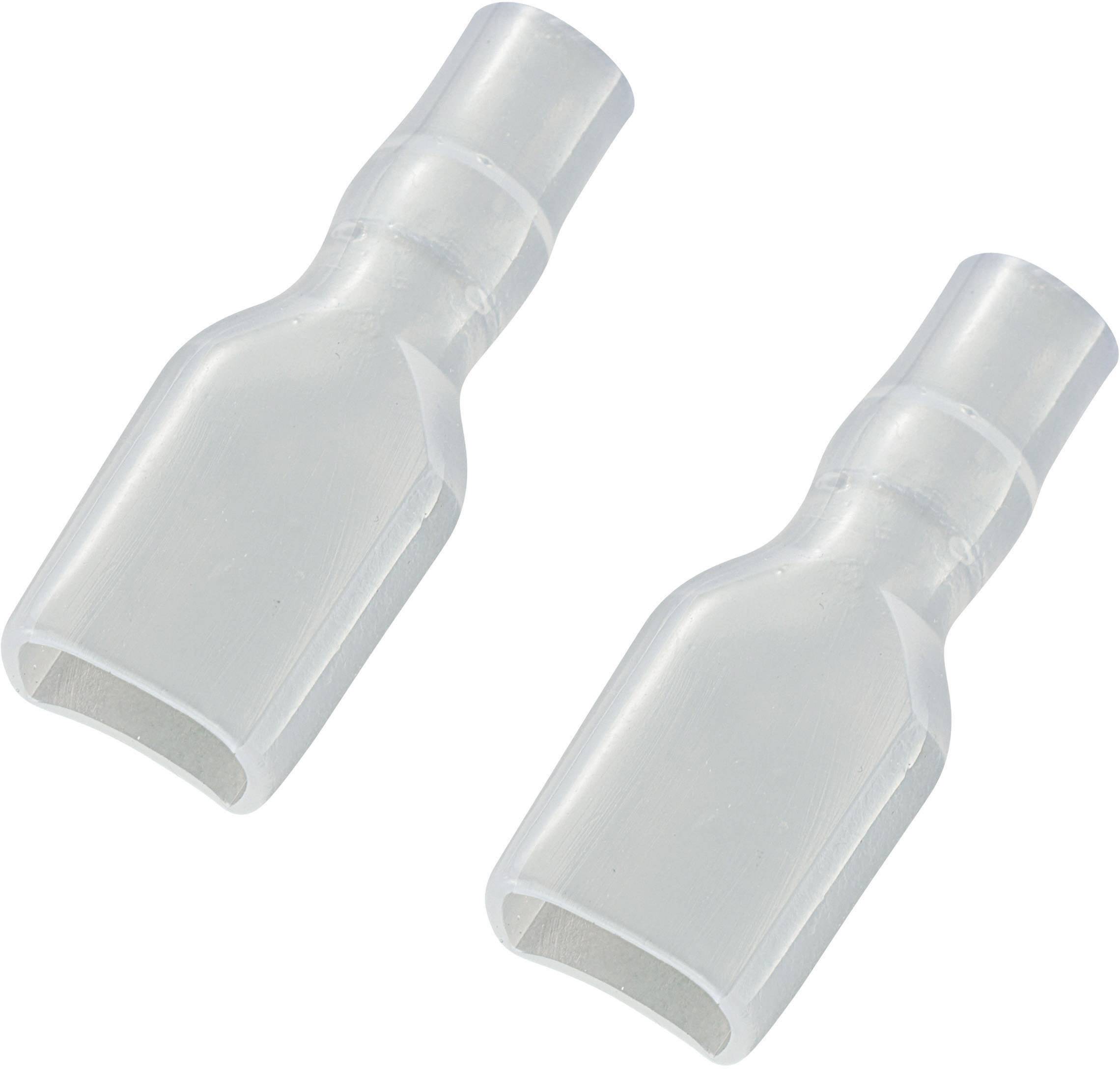 Deux capots transparents en plastique pour fiches électriques, placés côte à côte.