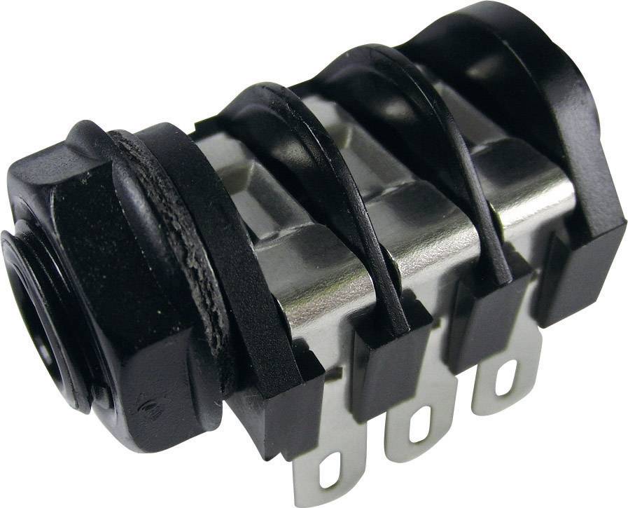 Jack 6.35 mm embase femelle horizontale Cliff CL1220A Nombre de pôles: 3 stéréo noir