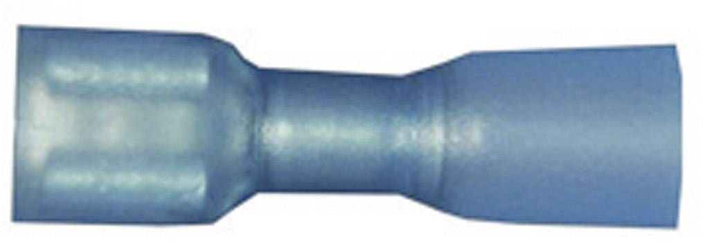 Un élément de connexion électrique bleu avec des ouvertures cylindriques à chaque extrémité. Il sert à connecter des fils.