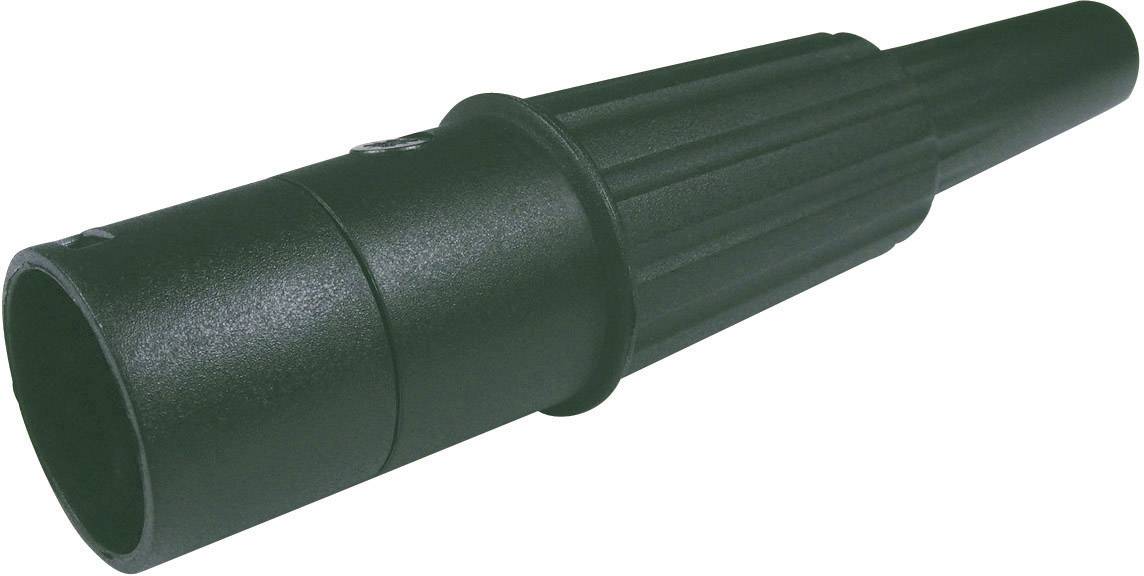Adaptateur noir cylindrique à surface striée, se rétrécissant de manière conique. Pièce de raccordement pour tuyaux ou tubes.