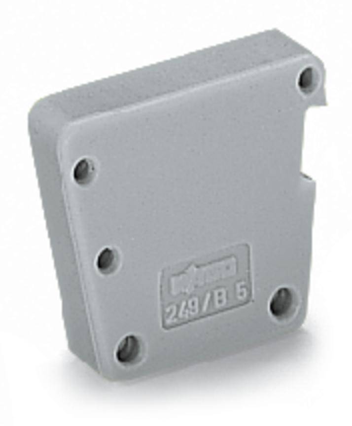 Boîtier en plastique gris, rectangulaire, avec quatre trous de vis, portant l'inscription '249/B 5'.