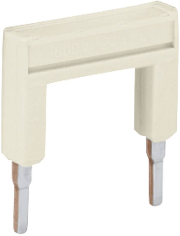 Un pont de connexion électrique, beige, portant l'inscription '800V', doté de deux broches métalliques utilisées pour les connexions électriques dans les armoires électriques.