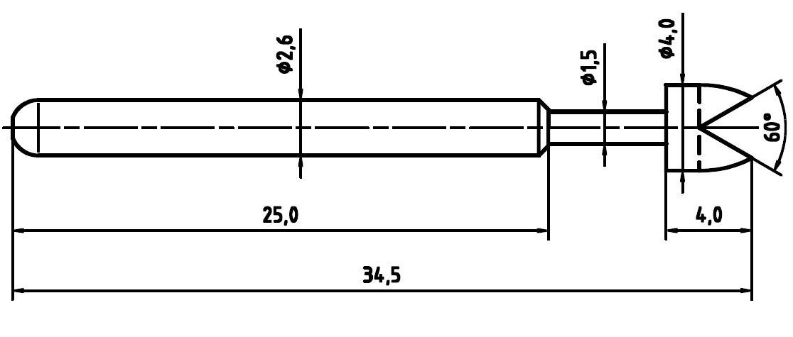 PTR Hartmann 1040-G-1.5N-NI-4.0 Broche de contrôle de précision