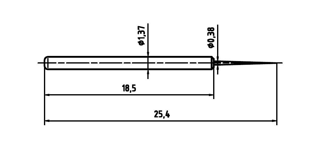 PTR 1015-BS-0.7N-AU-0.38 Broche de contrôle de précision