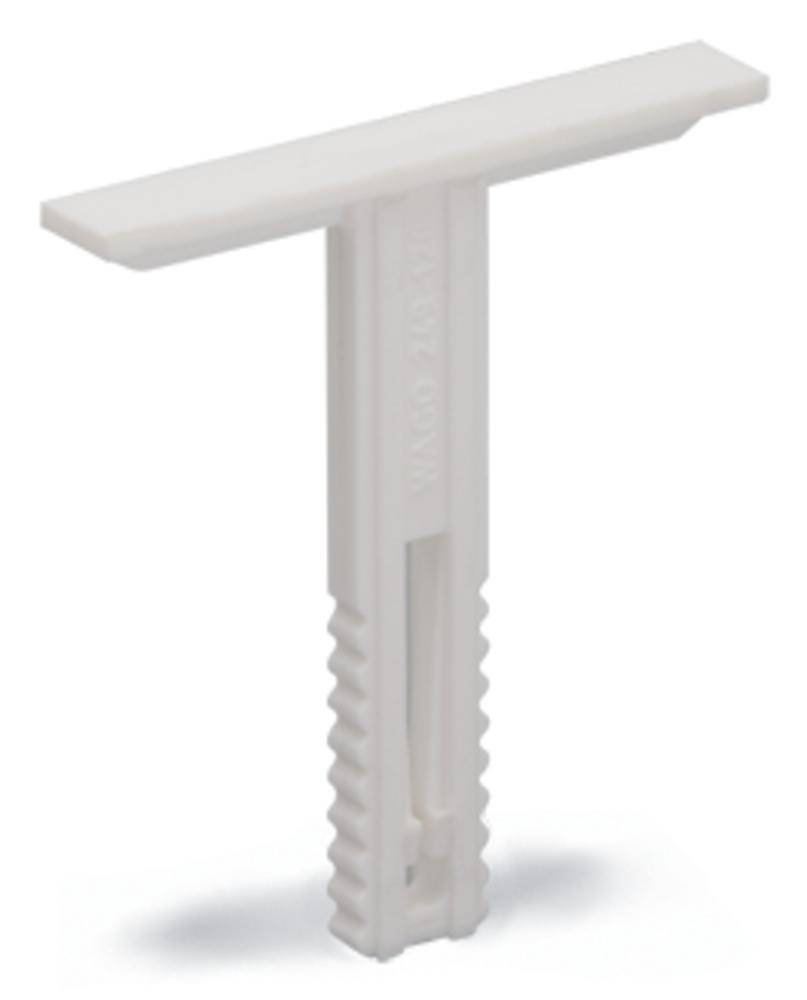 Pince en plastique blanc en forme de T, utilisée pour le nivellement des carreaux lors de la pose.