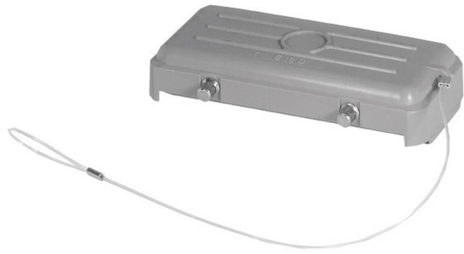 Un boîtier rectangulaire gris aux coins arrondis, avec deux vis de fixation et un câble attaché.