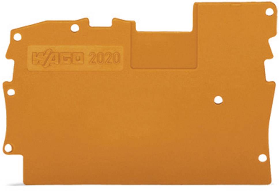 Plaque en plastique orange, de forme irrégulière, portant l'inscription 'KAGO 2020'. Dissimule des détails techniques ou des composants derrière elle.