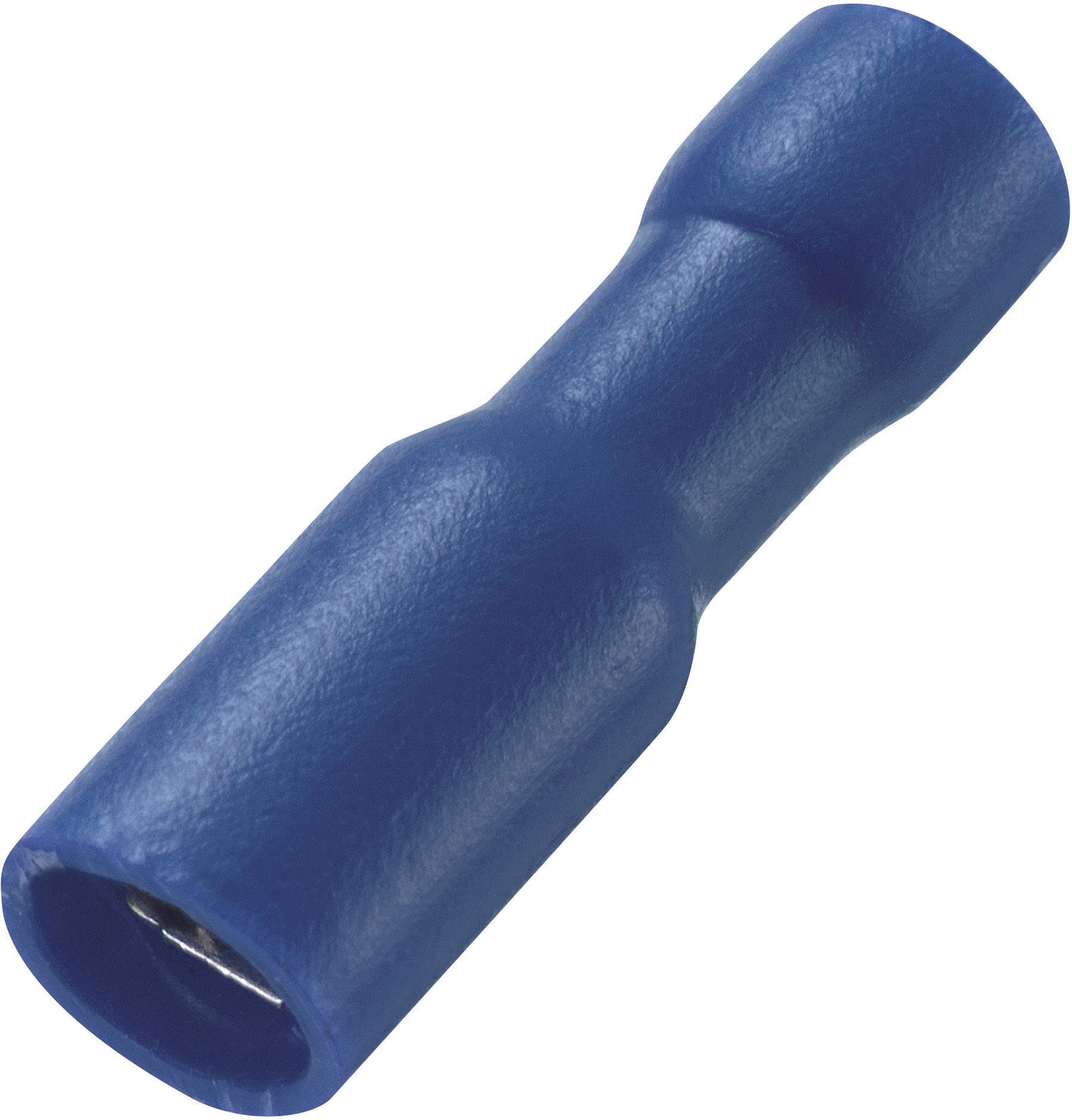 Un connecteur de câble cylindrique isolé en bleu pour connexions électriques.