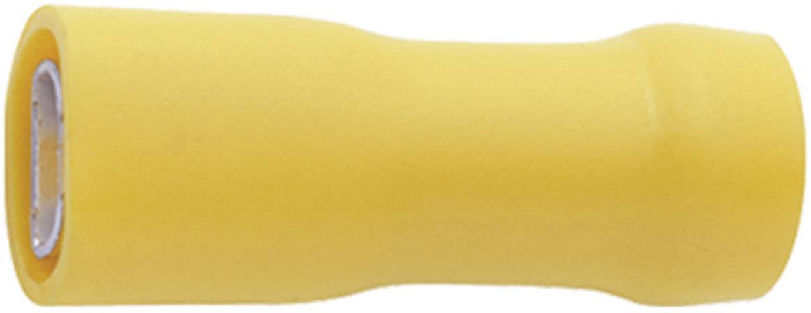 Un connecteur de câble jaune isolé, de forme cylindrique, adapté pour une connexion de câble sécurisée.