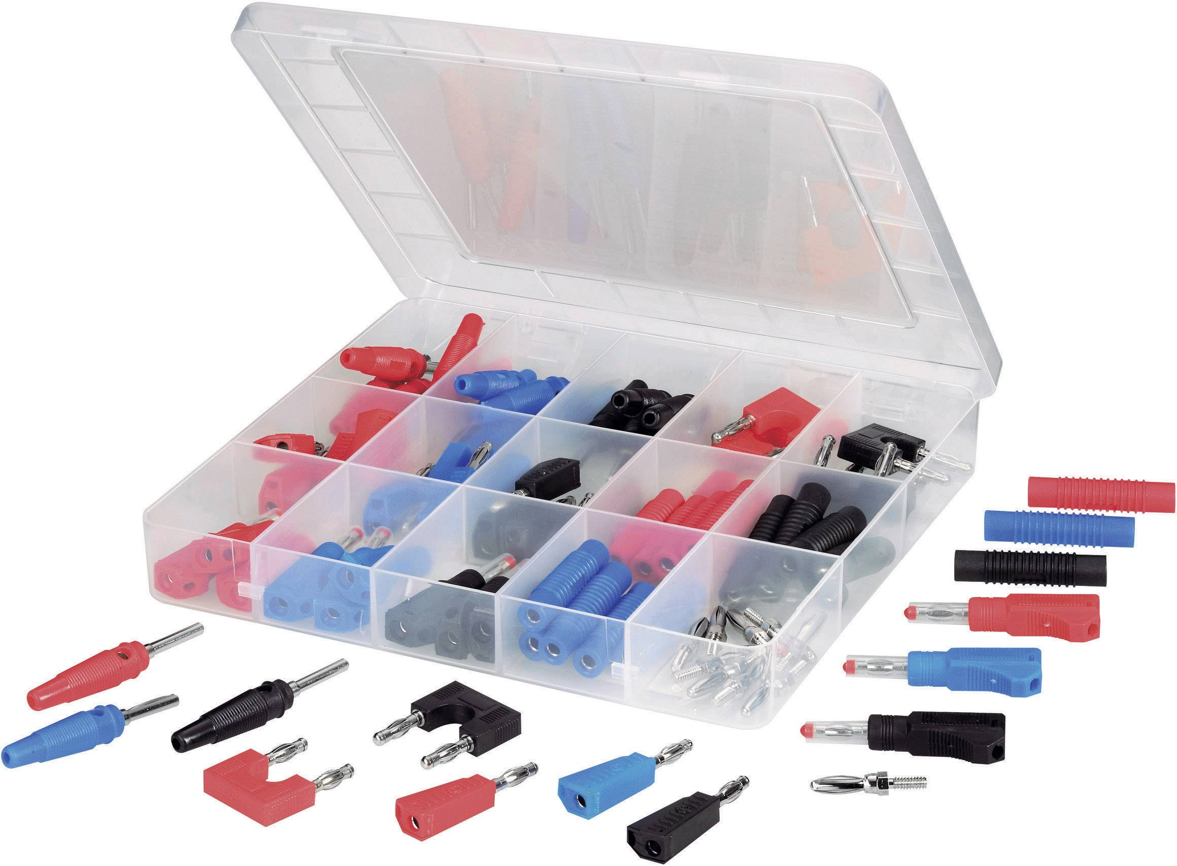 VOLTCRAFT SUBP84-03 Fiche mâle de laboratoire Ø de la broche: 4 mm noir, rouge, bleu, argent 84 pc(s)