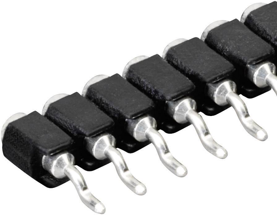 Connecteur de barrette à broches noir à cinq broches, adapté pour les connexions électroniques.