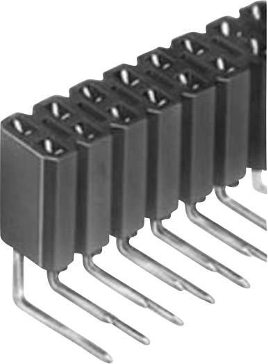 Une prise noire, verticale, avec plusieurs broches métalliques disposées en ligne. Convenant aux connexions électroniques.