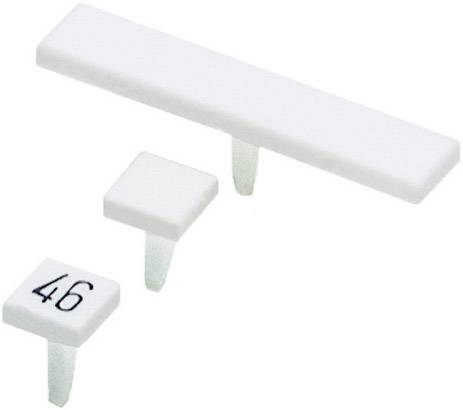 Trois pièces de plastique blanc de différentes tailles ; l'une d'entre elles porte le numéro 46. Ce sont des composants de poignées de meubles.