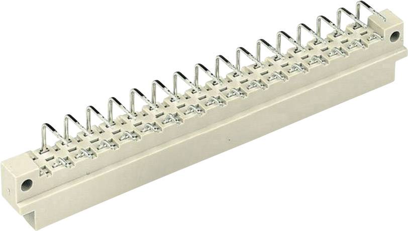 Un bloc de plastique beige avec des agrafes métalliques sur le dessus, probablement un bloc de connexion électrique servant à relier des fils.