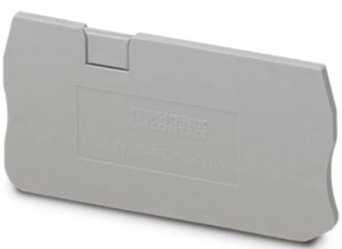 Pièce grise de forme rectangulaire aux coins arrondis, probablement un composant électronique ou mécanique.