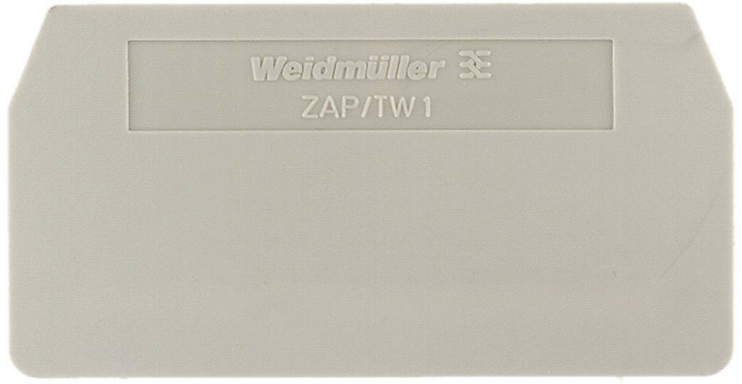 Couvercle de fermeture gris avec texte imprimé 'Weidmüller ZAP/TW1'.