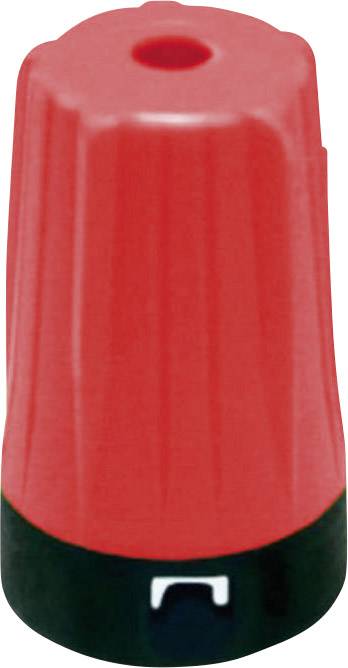 Bouton rotatif rouge avec surface texturée et socle noir. Fréquemment utilisé dans les appareils électroniques pour le réglage des paramètres.