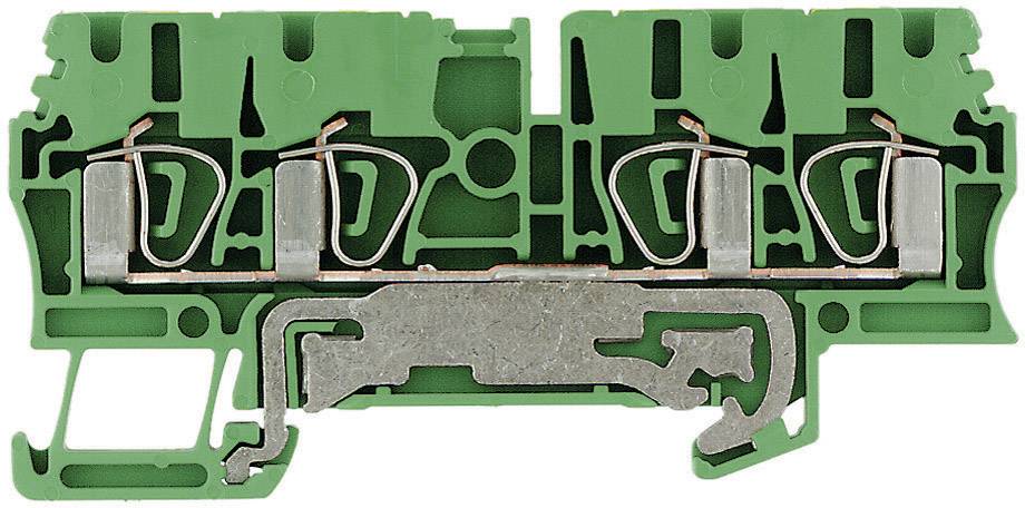 Une barrette électrique verte en plastique avec des bornes métalliques et des composants internes pour la distribution du courant.
