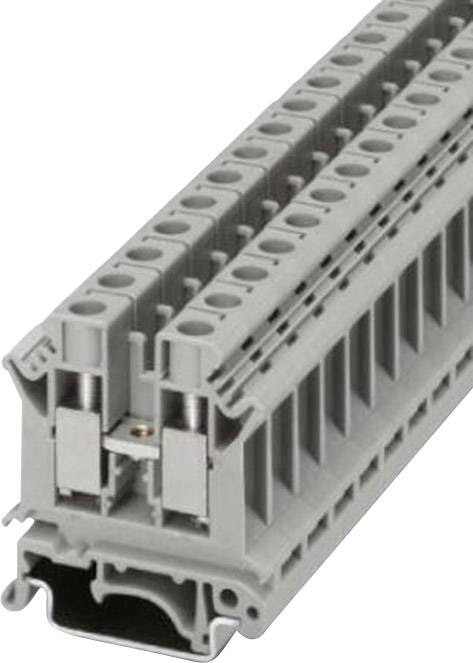 Barrette de connexion électrique grise multipoints, en matériau robuste, destinée à l'organisation et à la distribution des connexions de câbles.