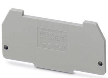 Pièce en plastique grise portant l'inscription « Phoenix Contact Type DP-WTI/S ».
