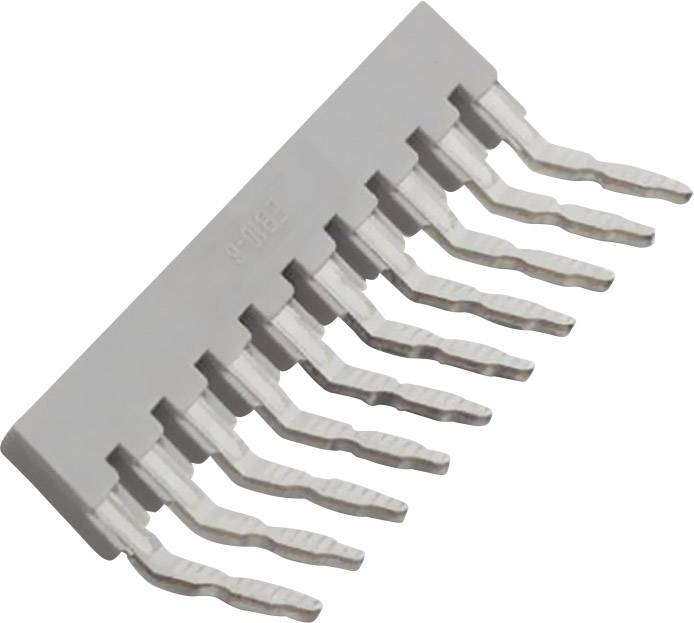 Composant électronique, connecteur avec plusieurs broches métalliques dans un boîtier en plastique gris, utilisé dans les circuits électroniques.