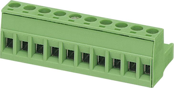 Bloc de connexion vert avec dix bornes, adapté aux câblages électriques dans les appareils électroniques.
